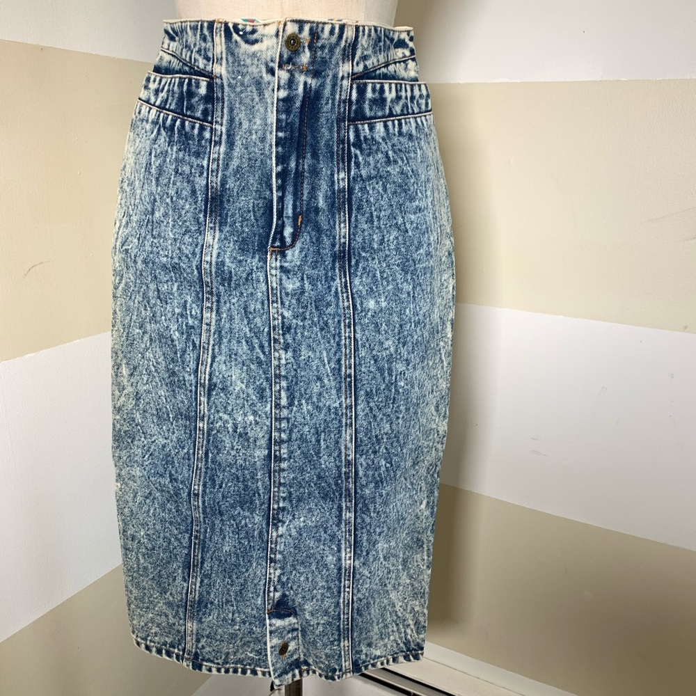 Bonjour Acid Wash Vintage Pencil Skirt